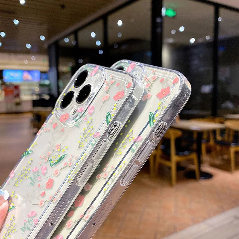 Clear Cases For iPhone 17 Pro Max Case iPhone 15 Pro Max 11 14 13 12 16e 17 X XS XR 7 8 Plus SE Fundas Flower Soft Back Cover