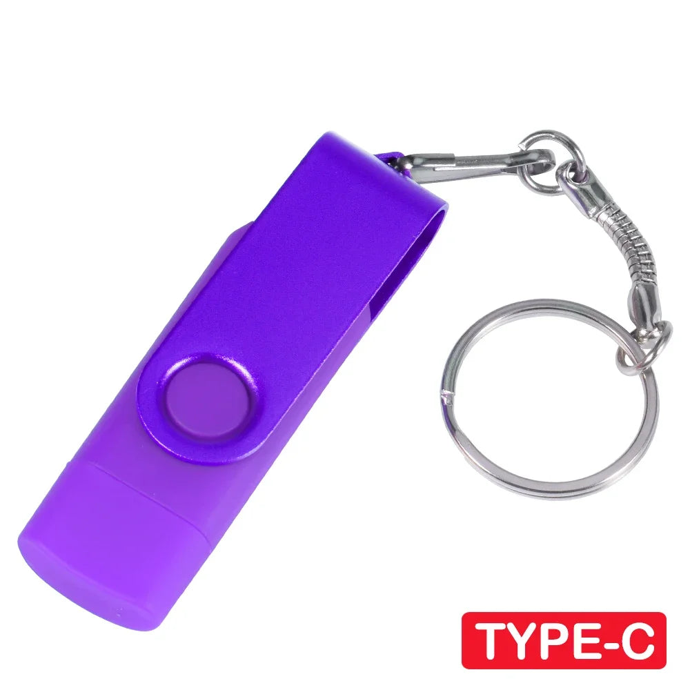 TYPE-C Black USB Flash Drive 128GB Free Key Chain Pen Drive 64GB High Speed Memory Stick 32GB For Mobile Phone USB Stick 16GB