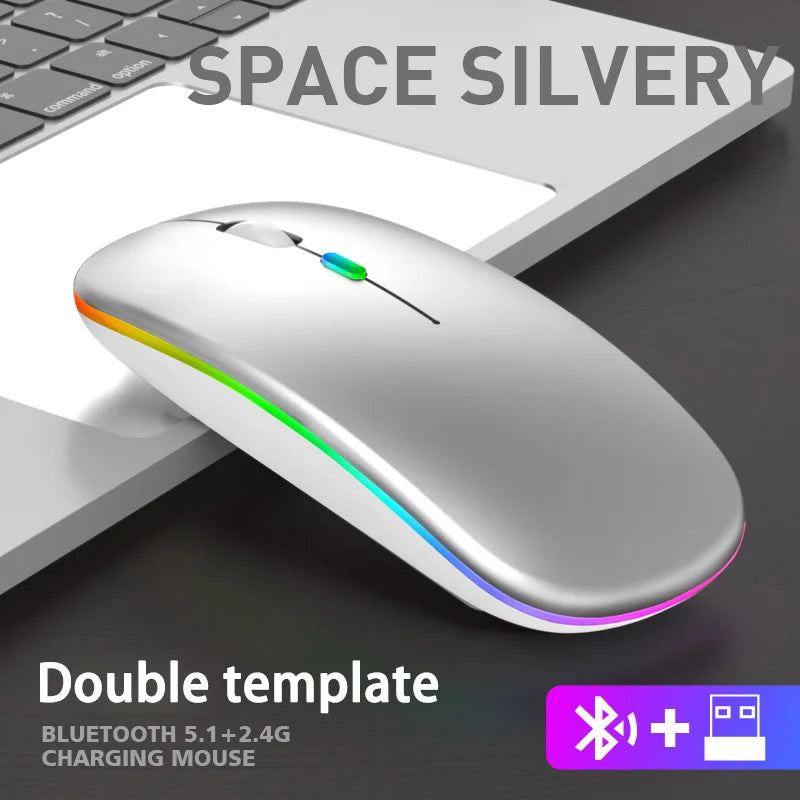 Wireless Mouse For Laptop PC Bluetooth RGB Rechargeable Mouses Wireless Computer Silent Mice LED Backlit Ergonomic Gaming Mouse KingsLab Edition
