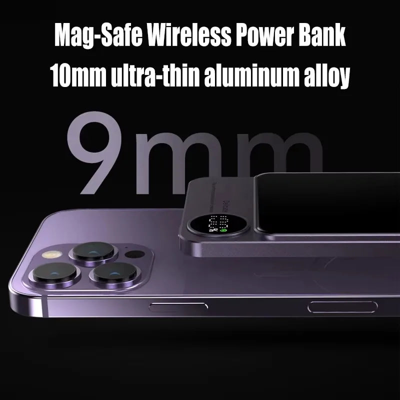 10000mAh Alloy Macsafe Powerbank Magnetic Power Bank Wireless Fast Charger Portable Battery For Magsafe iPhone 16 15 14 13 12