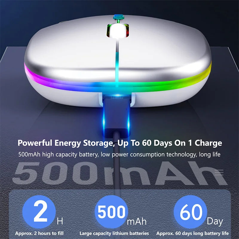 Wireless Mouse For Laptop PC Bluetooth RGB Rechargeable Mouses Wireless Computer Silent Mice LED Backlit Ergonomic Gaming Mouse KingsLab Edition