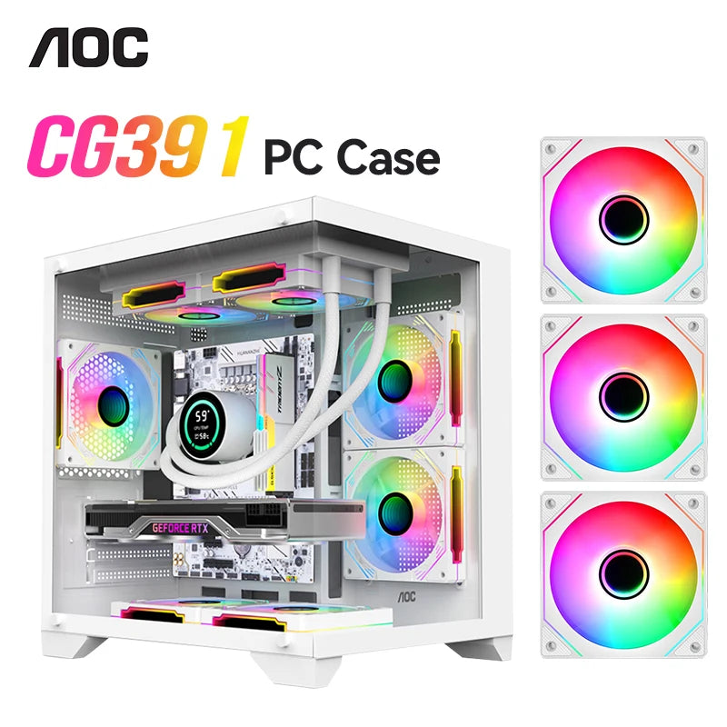 AOC CG391 PC Case MATX Gaming Desktop Case Supports 240 Water Cooling With 3 Fans Computer Case Sea View Room KingsLab Edition