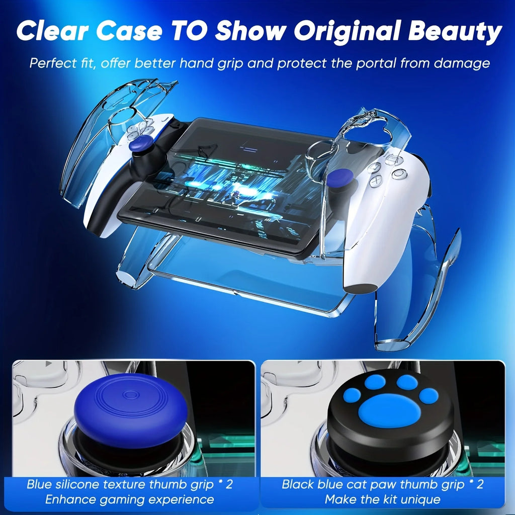 laystation Portal Remote PS5  Eight-in-One Accessory Set  Case PS5 Portal Transparent Shell, 2 Screen Protectors, 4 Thumb Grips