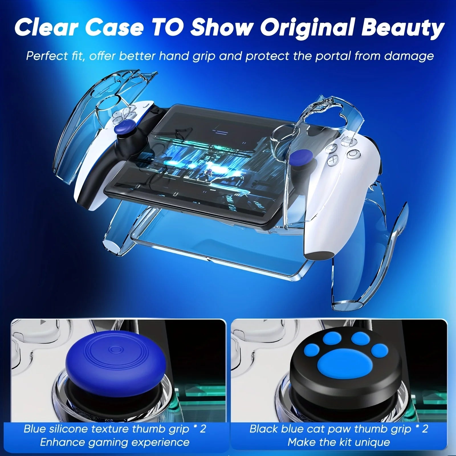laystation Portal Remote PS5  Eight-in-One Accessory Set  Case PS5 Portal Transparent Shell, 2 Screen Protectors, 4 Thumb Grips