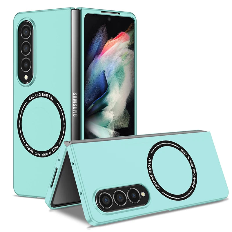 Case for Galaxy Z Fold 5 3 4 2 1 Magnetic Wireless Charging Drop Protection Anti Scratch Hard Cover Case for Z Fold Black Green