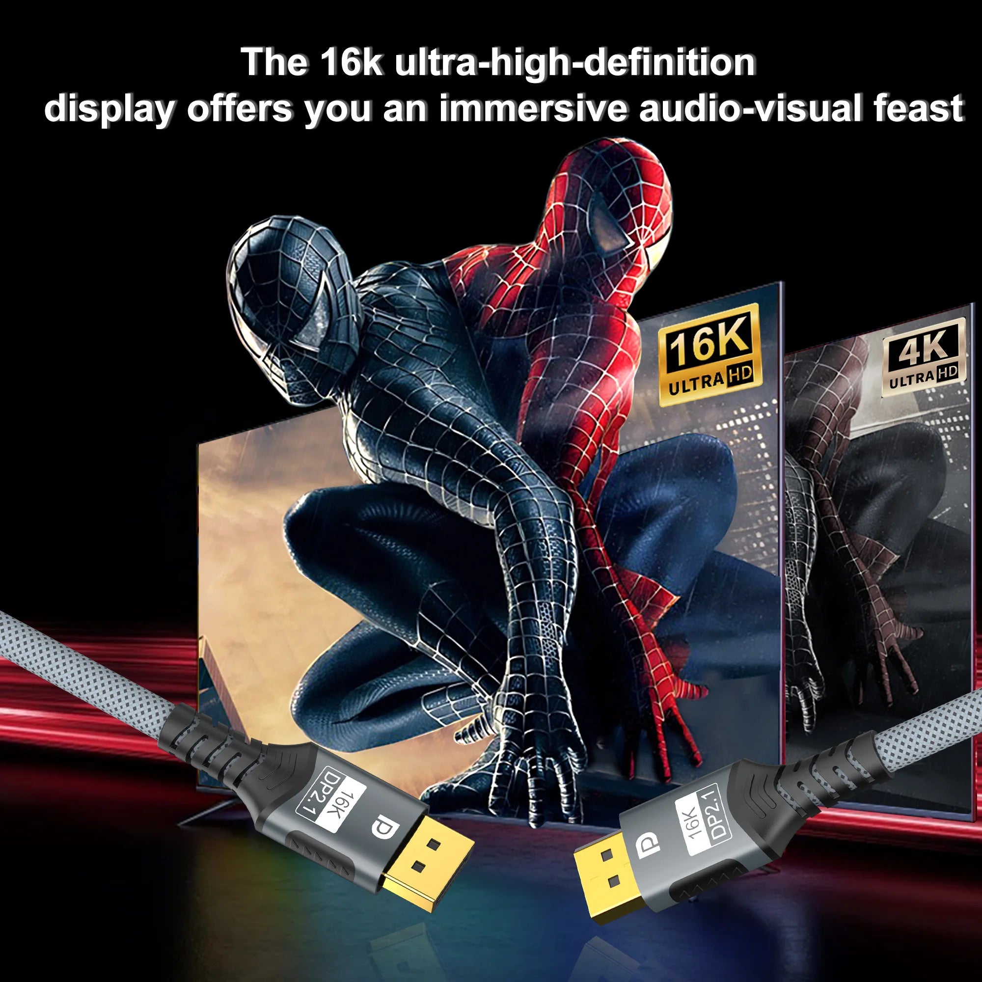 Displayport 2.1 16K DP Cable 8K@120Hz/60Hz 4K@240Hz 80Gbps HDR Video Audio Cable for Laptop Xbox Projector Gaming Monitor Video