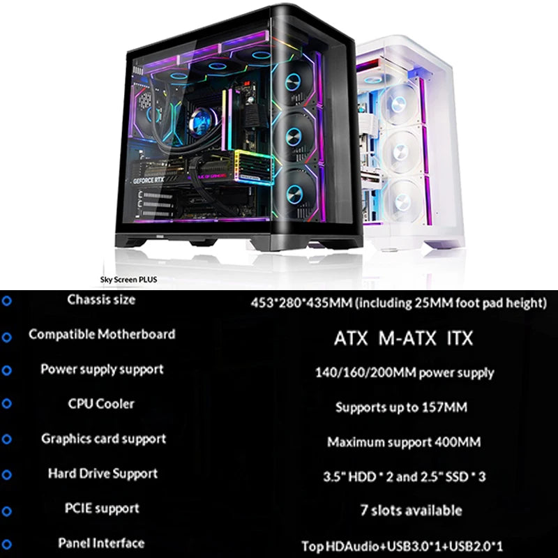 WJCOOLMAN Sky curtain Plus ATX PC gaming case Curved glass sea view room Desktop computer case 360 water cooler gabinete gamer KingsLab Edition