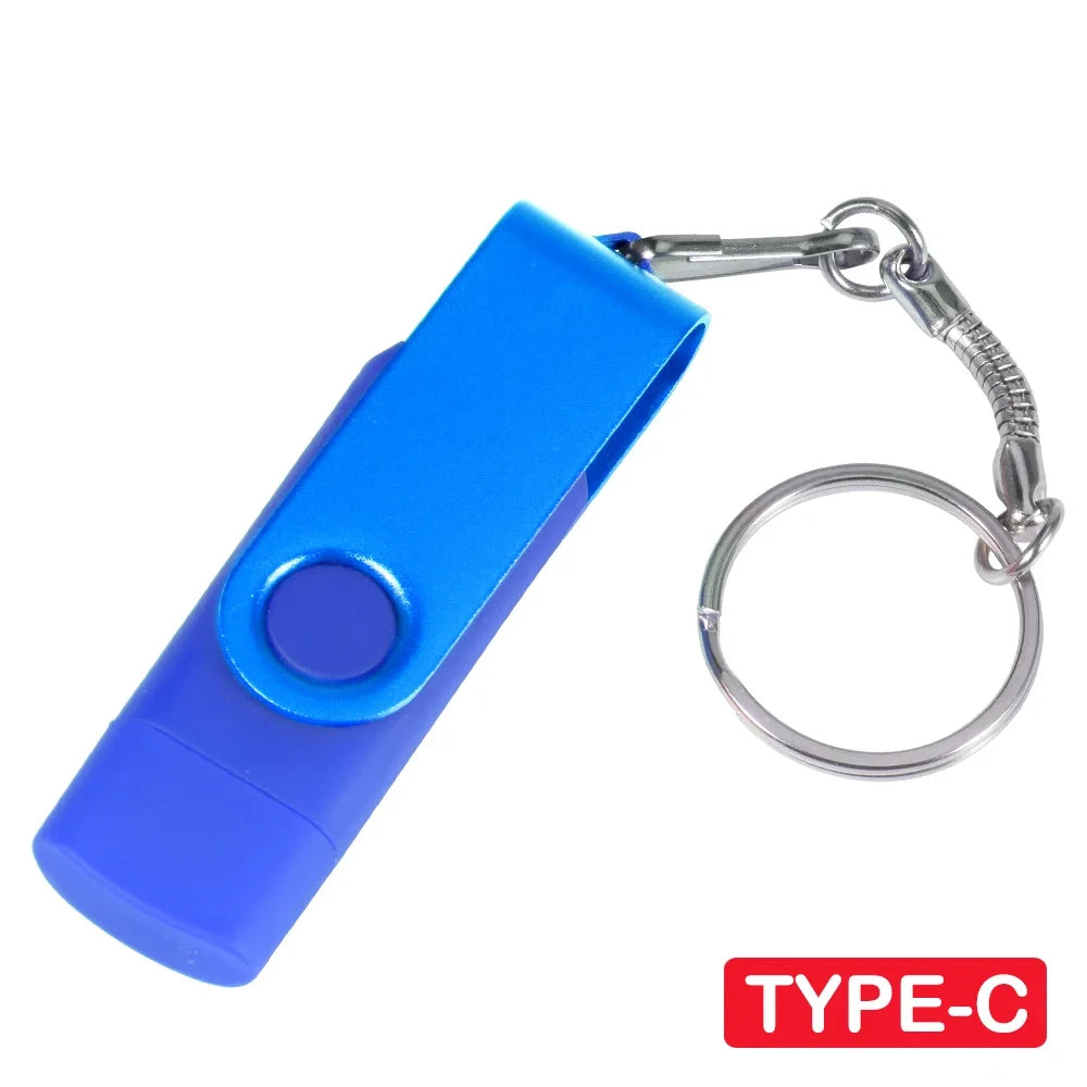 TYPE-C Black USB Flash Drive 128GB Free Key Chain Pen Drive 64GB High Speed Memory Stick 32GB For Mobile Phone USB Stick 16GB