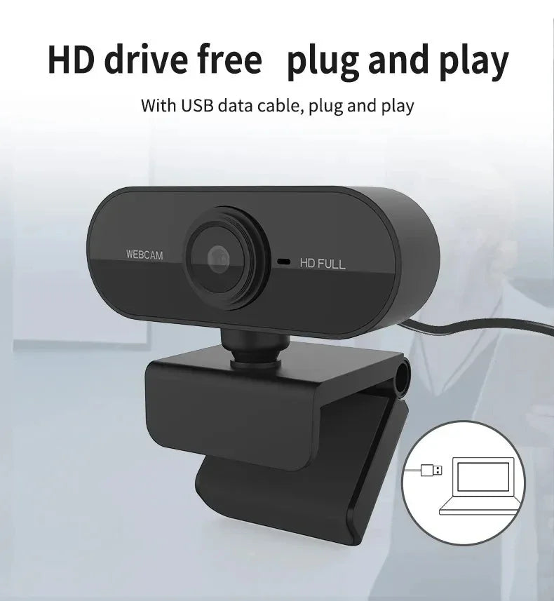 Webcam 360° Rotatable Mini Streaming Web Camera Full HD Plug And Play Computer Usb Web Camera For Pc Laptop With Microphone  ﻿