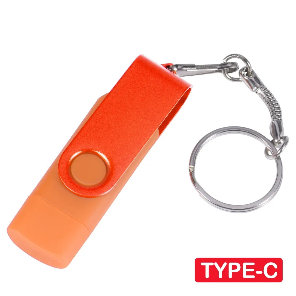 TYPE-C Black USB Flash Drive 128GB Free Key Chain Pen Drive 64GB High Speed Memory Stick 32GB For Mobile Phone USB Stick 16GB