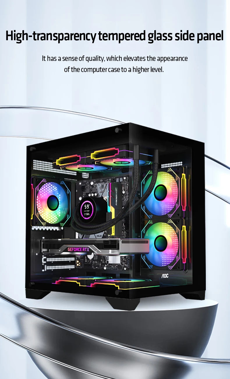 AOC CG391 PC Case MATX Gaming Desktop Case Supports 240 Water Cooling With 3 Fans Computer Case Sea View Room KingsLab Edition