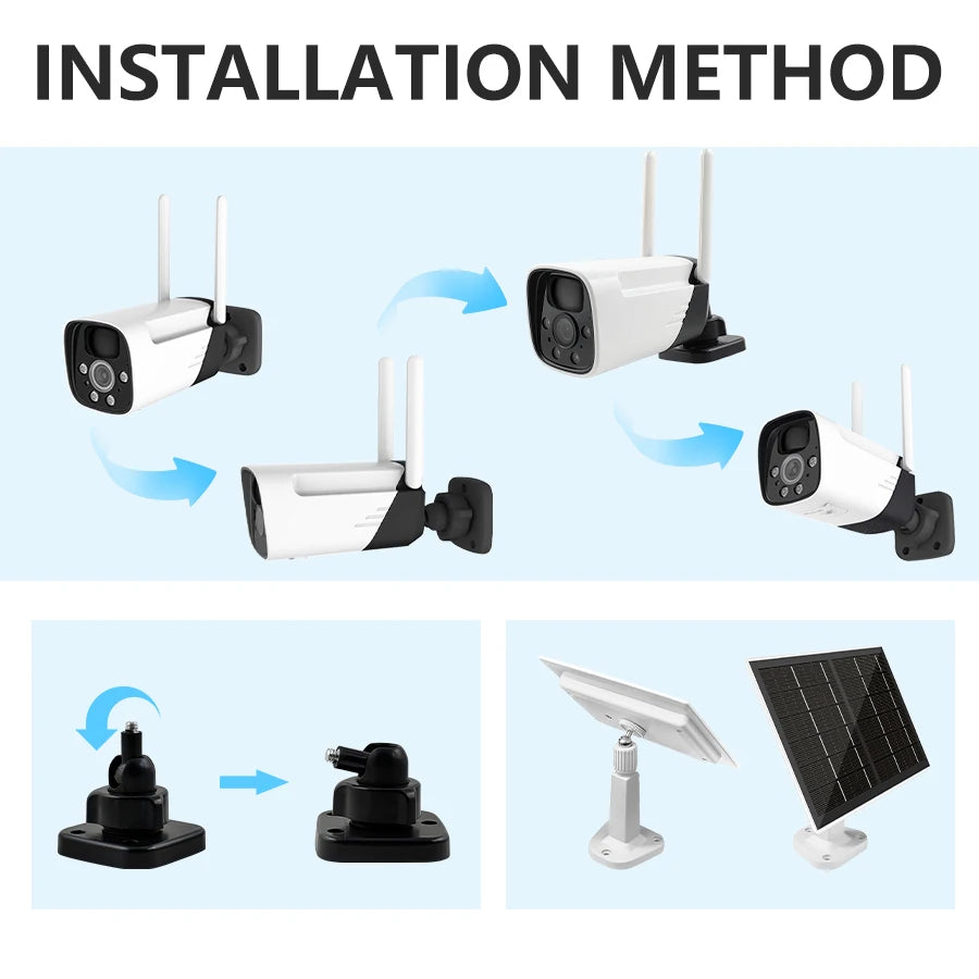 3MP Solar powered outdoor WIFI Security camera CCTV night vision full-color high-definition camera PIR human detection ICSEE