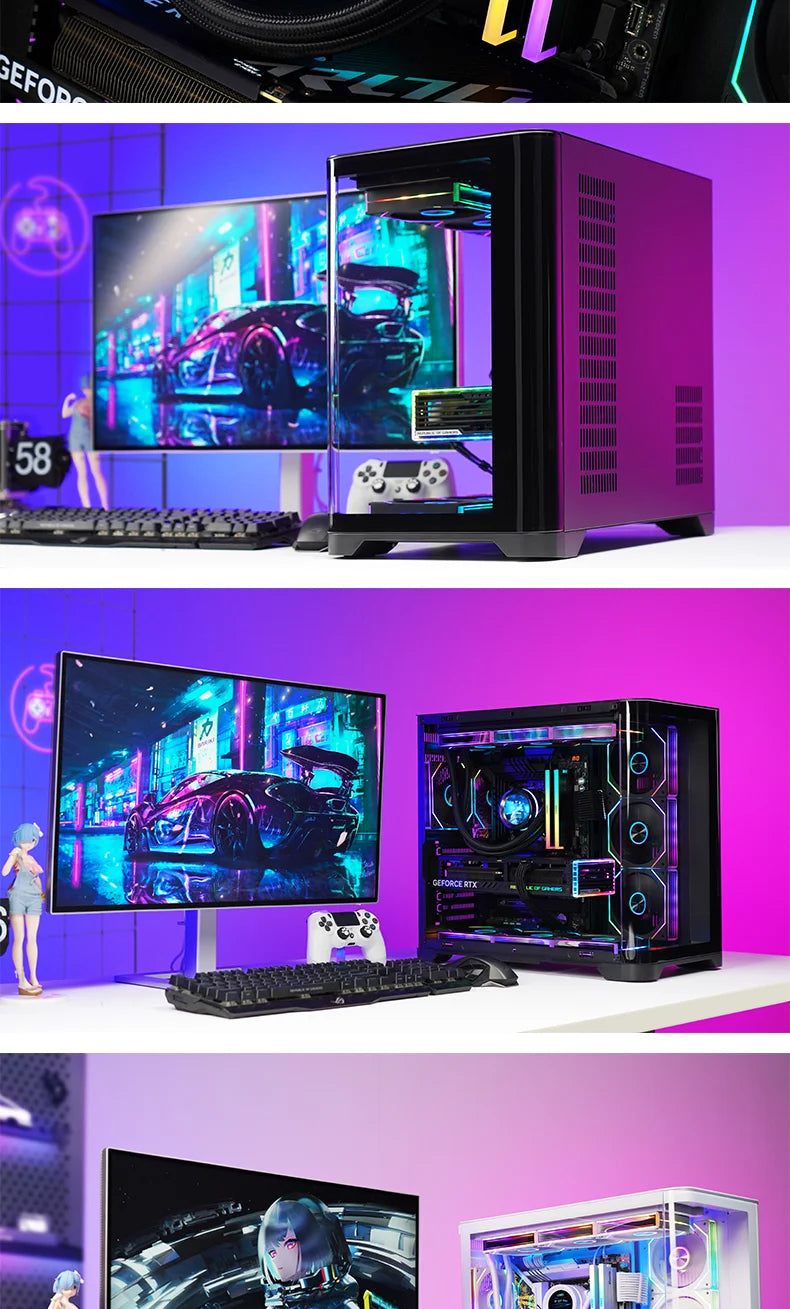 WJCOOLMAN Sky curtain Plus ATX PC gaming case Curved glass sea view room Desktop computer case 360 water cooler gabinete gamer KingsLab Edition