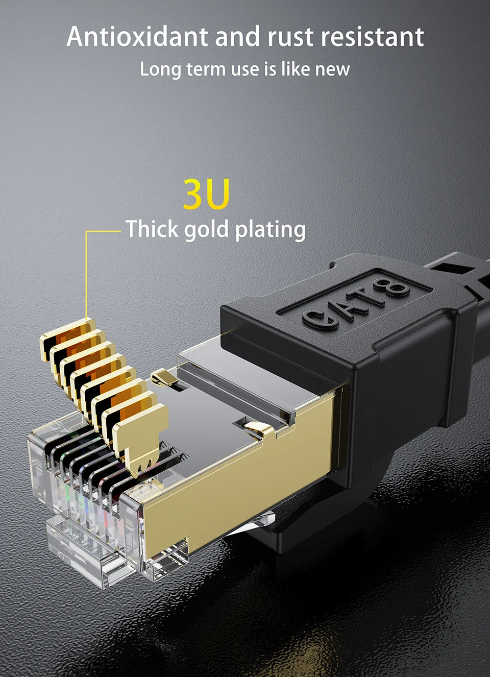 CAT 8 Ethernet Cable 40Gbps 2000MHz CAT8 RJ45 Network Lan Patch Cord Flat 10m 15m 20m 30m 50 ft 100feet for Modem Router PS 5/4