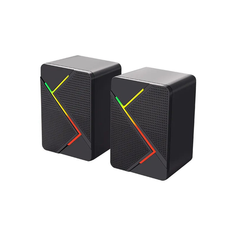 PC Computer Stereo Speaker  RGB Gaming Speakers - USB Powered 2.0 Channel Stereo Sound System with Colorful LED Lights