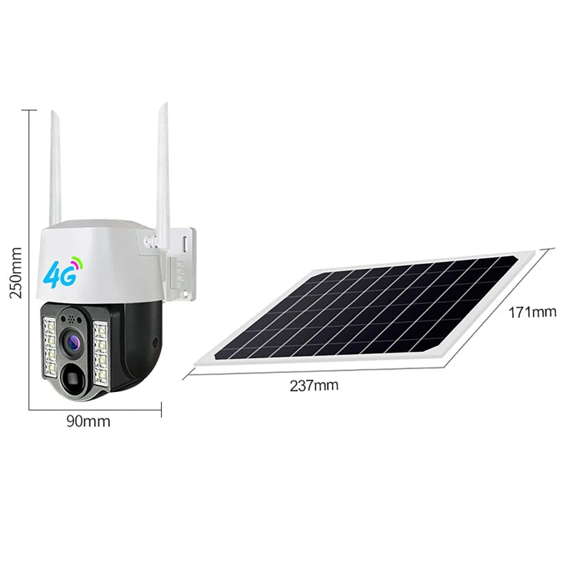 Solar Camera 4G Sim Outdoor Wireless IP Camara PIR Motion Detection Waterproof CCTV Low Powered Battery Home Security Protection