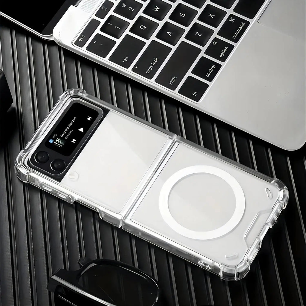 Galaxy Z Flip and Fold 3/4/5/6 Magnetic Case: Durable, Air-Cushioned, Transparent - Support Wireless Charging