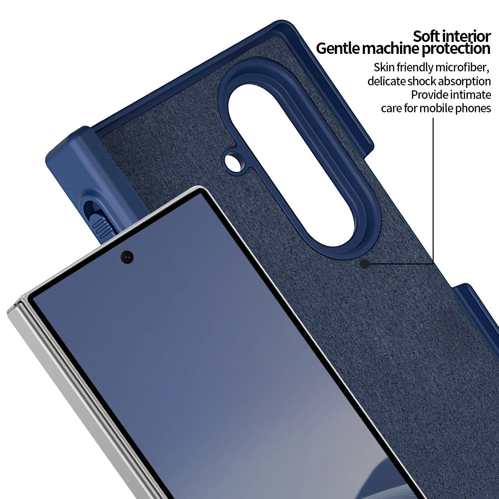 Full Cover PU Leather Z Fold 7 Case With Magnetic Hinge Protector, Touch Pen And Privacy Glass Film For Galaxy Z Fold 7 Fold 6