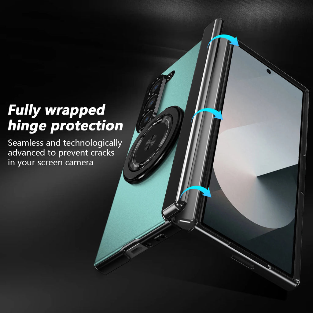 VIETAO Aluminum Alloy Plate PC Back Cover Z Fold 7 Phone Case With 360° Rotatable Magnet Metal Bracket For Galaxy Z Fold 7/6/5/4