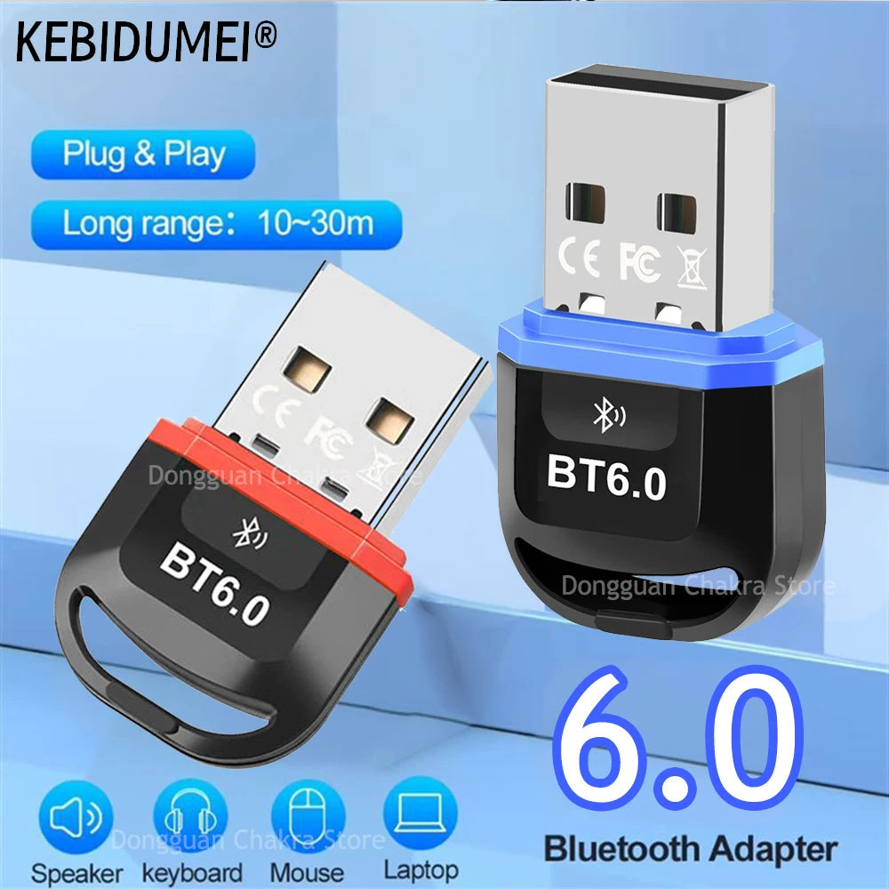 Bluetooth 6.0 Adapter Wireless Audio Transmitter Receiver USB Dongle for Car Headphone Speaker Driver Free ForWindows 8.1/10/11
