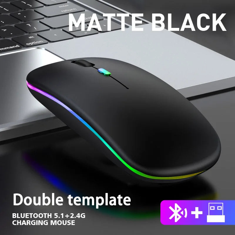 Wireless Mouse For Laptop PC Bluetooth RGB Rechargeable Mouses Wireless Computer Silent Mice LED Backlit Ergonomic Gaming Mouse KingsLab Edition