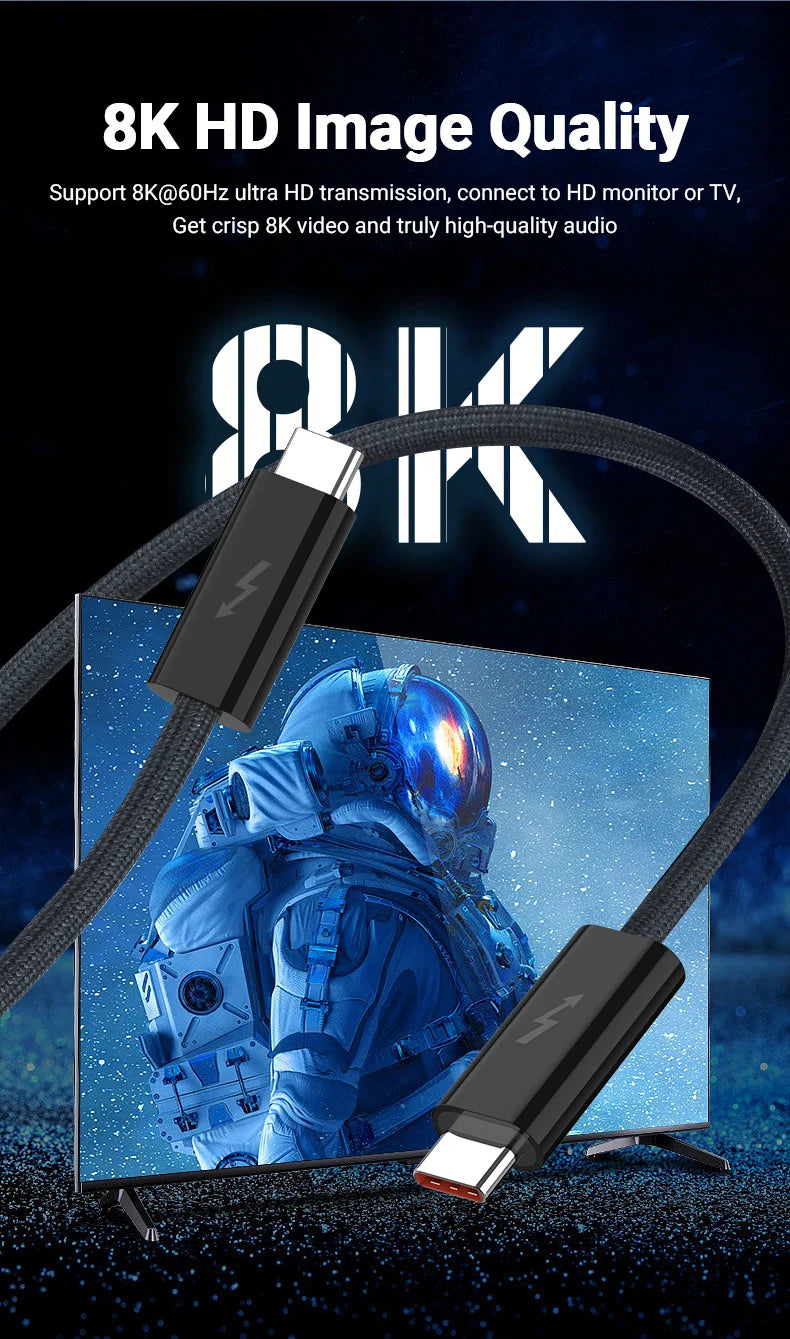 USB 4.0 Type-C Data Cable 240W Fast Charging Cable with 40Gbps Speed 8K HD Video Support Thunderbolt 3/4 for Phone Switch iPad
