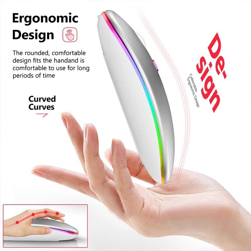 Wireless Mouse For Laptop PC Bluetooth RGB Rechargeable Mouses Wireless Computer Silent Mice LED Backlit Ergonomic Gaming Mouse KingsLab Edition