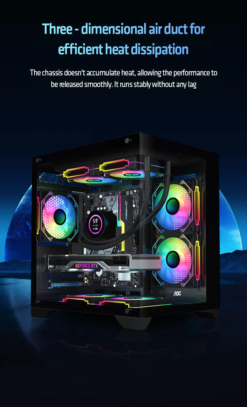 AOC CG391 PC Case MATX Gaming Desktop Case Supports 240 Water Cooling With 3 Fans Computer Case Sea View Room KingsLab Edition