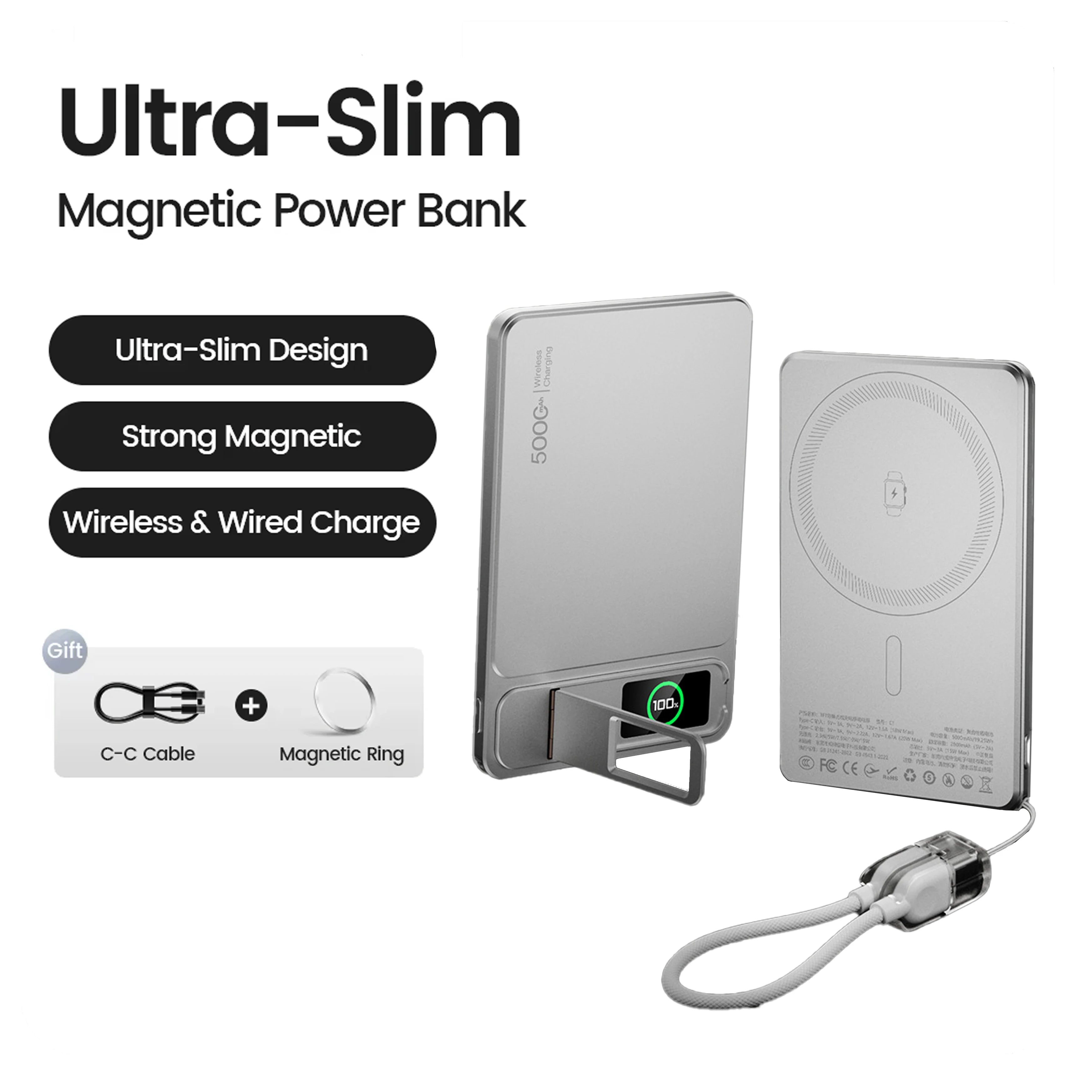 10000mAh Magnetic Power Bank for Magsafe, 20W Wireless Charging Portable Slim External Battery for iPhone 17 16 15 14 13 Pro Max KingsLab Edition