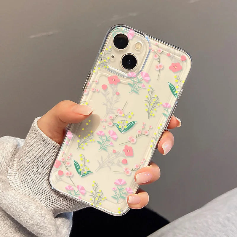 Clear Cases For iPhone 17 Pro Max Case iPhone 15 Pro Max 11 14 13 12 16e 17 X XS XR 7 8 Plus SE Fundas Flower Soft Back Cover