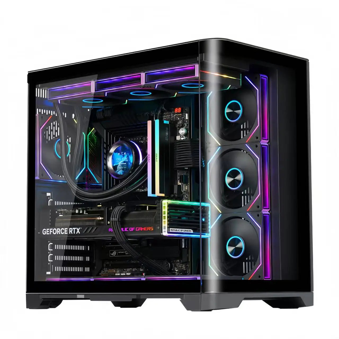 WJCOOLMAN Sky curtain Plus ATX PC gaming case Curved glass sea view room Desktop computer case 360 water cooler gabinete gamer KingsLab Edition