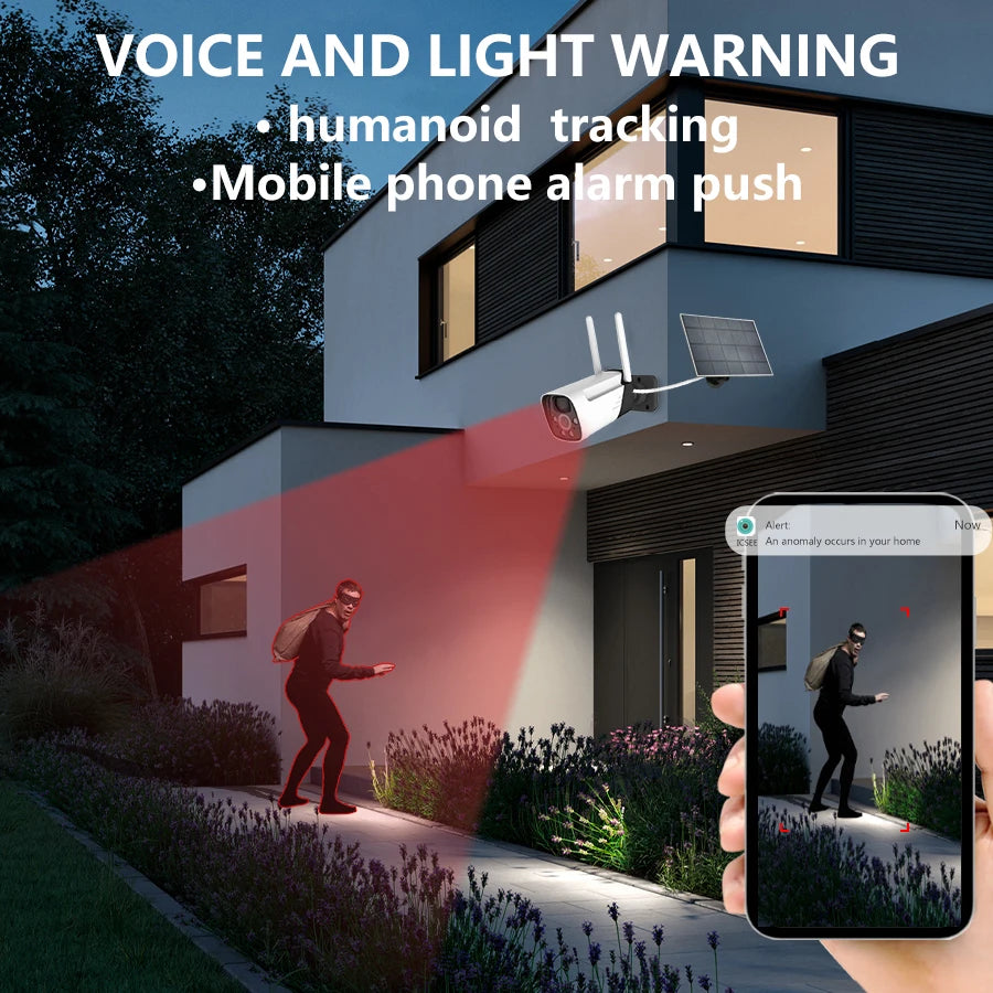 3MP Solar powered outdoor WIFI Security camera CCTV night vision full-color high-definition camera PIR human detection ICSEE