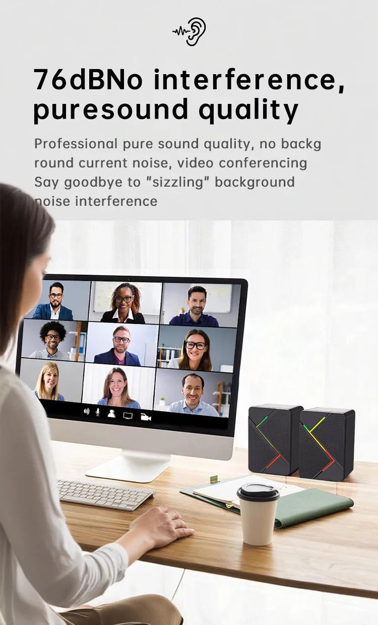 PC Computer Stereo Speaker  RGB Gaming Speakers - USB Powered 2.0 Channel Stereo Sound System with Colorful LED Lights