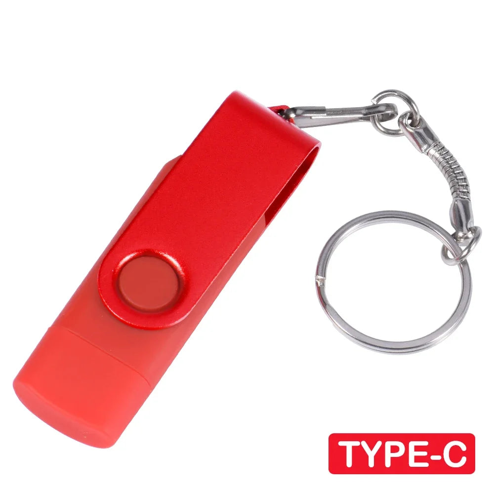 TYPE-C Black USB Flash Drive 128GB Free Key Chain Pen Drive 64GB High Speed Memory Stick 32GB For Mobile Phone USB Stick 16GB