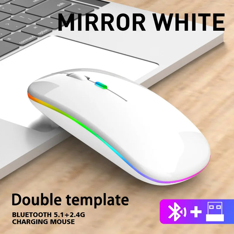 Wireless Mouse For Laptop PC Bluetooth RGB Rechargeable Mouses Wireless Computer Silent Mice LED Backlit Ergonomic Gaming Mouse KingsLab Edition