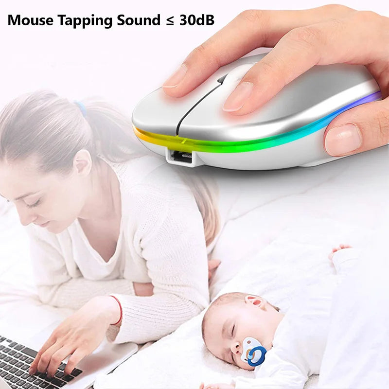 Wireless Mouse For Laptop PC Bluetooth RGB Rechargeable Mouses Wireless Computer Silent Mice LED Backlit Ergonomic Gaming Mouse KingsLab Edition