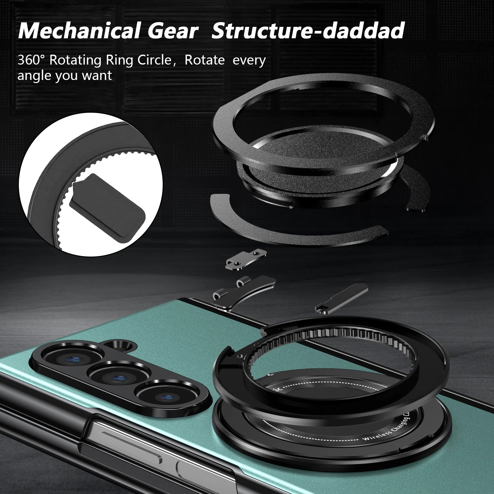 VIETAO Aluminum Alloy Plate PC Back Cover Z Fold 7 Phone Case With 360° Rotatable Magnet Metal Bracket For Galaxy Z Fold 7/6/5/4