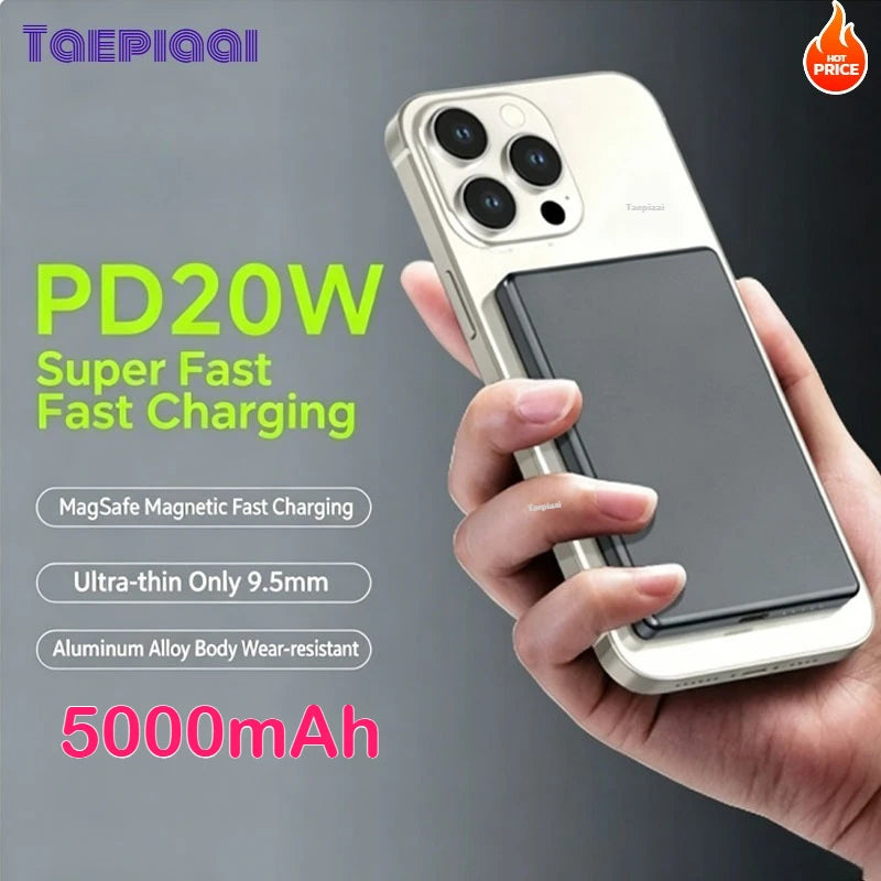5000mAh Wireless Magnetic Power Bank Fast Charging 20W External Battery Portable for Magsafe for IPhone 17 16 15 14